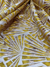 Load image into Gallery viewer, Fabric Sold By The Yard Yellow Golden Brocade Beige Embossed Textured For Dress
