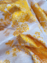 Load image into Gallery viewer, Fabric Sold By Yard White Organza Silk Orange Brocade Floral Fabric For Dress
