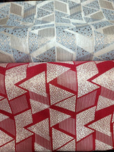 Load image into Gallery viewer, RED BROCADE JACQUARD FABRIC SOLD BY YARD HOME DECORATION DRESS ART DECO TRIANGLE
