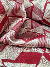 Load image into Gallery viewer, RED BROCADE JACQUARD FABRIC SOLD BY YARD HOME DECORATION DRESS ART DECO TRIANGLE

