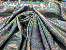Load image into Gallery viewer, Fabric Sold By The Yard Black Sparkly Iridescent Hologram Polyester Spandex Fashion Clothing Dancer Custom Decoration Draping Dress
