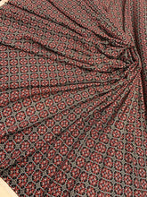 Load image into Gallery viewer, Rayon Challis Asian Inspired Print Fabric by the Yard 58 Inches Wide red black geometric soft flowy organic kids dress draping clothing
