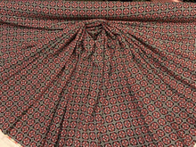 Load image into Gallery viewer, Rayon Challis Asian Inspired Print Fabric by the Yard 58 Inches Wide red black geometric soft flowy organic kids dress draping clothing
