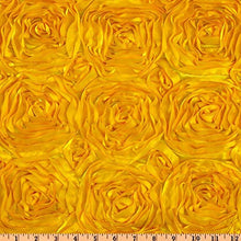 Load image into Gallery viewer, Satin Ribbon Rosette Yellow Fabric By The Yard Roses Floral Flowers Satin Decoration Dancer Clothing Party
