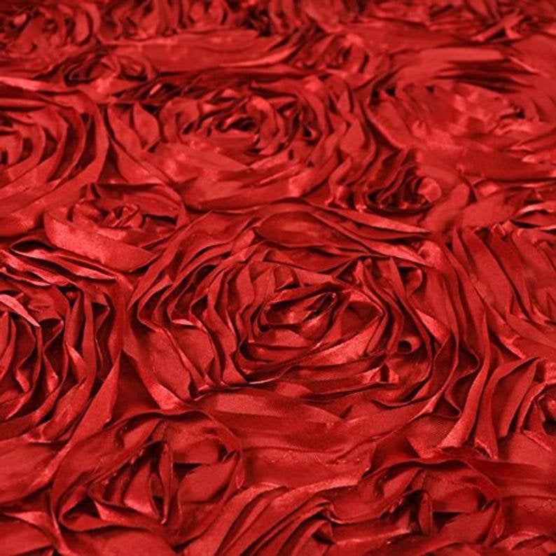 Cherry Red Satin Rosette Fabric Sold by the Yard Clothing Decoration Prom Quinceañera Bridal Fabric Gorgeous
