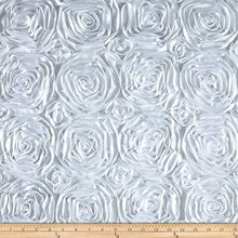 Load image into Gallery viewer, White Satin Rosette Fabric by the Yard - 1 Yard Floral Flowers Decoration Clothing Draping Dress
