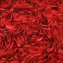 Load image into Gallery viewer, Cherry Red Satin Rosette Fabric Sold by the Yard Clothing Decoration Prom Quinceañera Bridal Fabric Gorgeous
