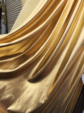 Load image into Gallery viewer, 4 Way Stretch Gold Metallic Pleather Spandex Fabric Sold by the Yard Draping Decoration Clothing Dancer Clothing
