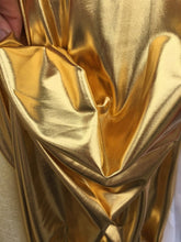 Load image into Gallery viewer, 4 Way Stretch Gold Metallic Pleather Spandex Fabric Sold by the Yard Draping Decoration Clothing Dancer Clothing
