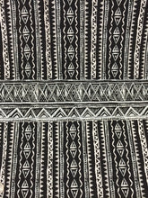 Load image into Gallery viewer, Rayon Challis Black N White African Bintu Print 58 Inches Wide Fabric Sold By Yard Black and White Soft Flowy Organic Clothing Dress
