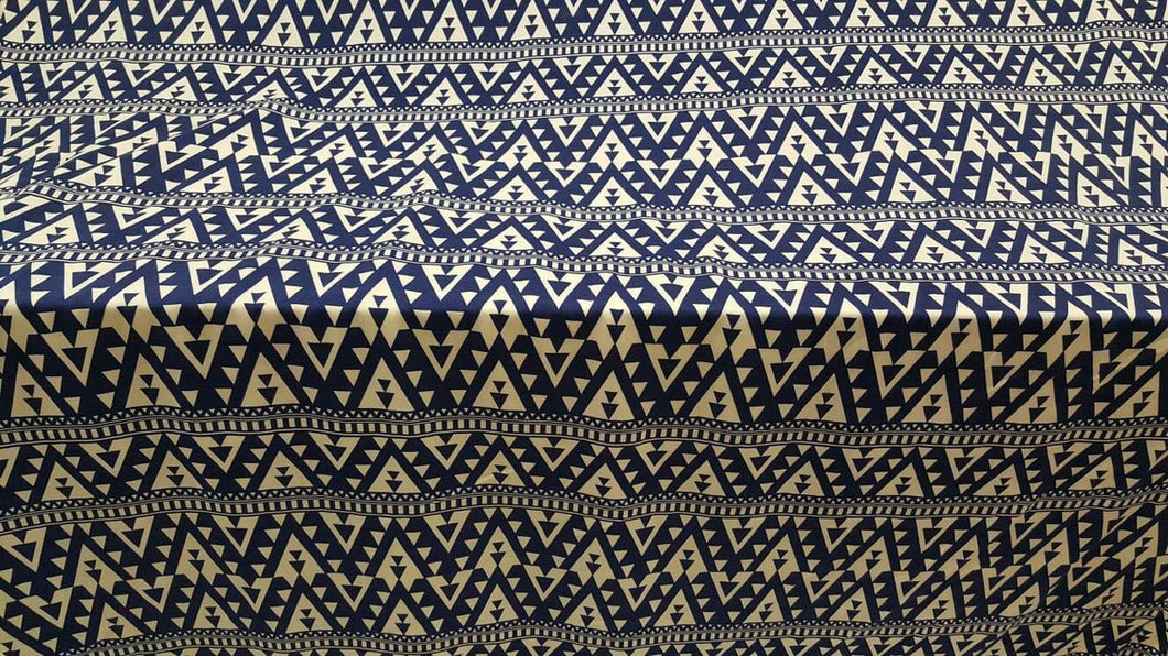 Rayon Challis Geometric White and Blue Organic Fabric By The Yard Soft Flowy Dress Clothing Draping