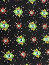 Load image into Gallery viewer, Rayon Challis Black Native American Inspired Print. Fabric Sold By The Yard Black Green Orange Soft Flowy Organic Clothing Dress
