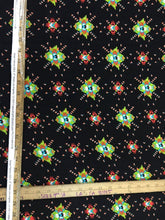 Load image into Gallery viewer, Rayon Challis Black Native American Inspired Print. Fabric Sold By The Yard Black Green Orange Soft Flowy Organic Clothing Dress
