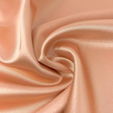 Load image into Gallery viewer, Charmeuse Satin Fabric | 58&quot; Wide | Silky, Bridal | Decoration, Fashion Crafts. Sold By Yard Peach Stretch Satin Bridal Evening Dress
