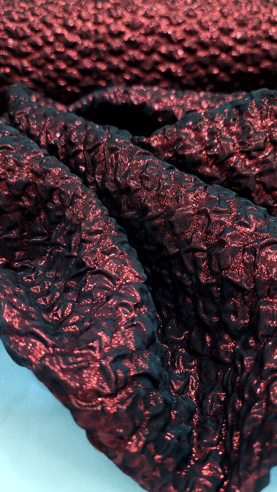 Red Metallic Brocade Fabric 57