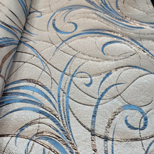 Load image into Gallery viewer, LIGHT BLUE Swirl Brocade Fabric (60 in.) Sold By The Yard GOLD METALLIC JACQUARD
