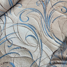 Load image into Gallery viewer, LIGHT BLUE Swirl Brocade Fabric (60 in.) Sold By The Yard GOLD METALLIC JACQUARD
