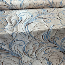 Load image into Gallery viewer, LIGHT BLUE Swirl Brocade Fabric (60 in.) Sold By The Yard GOLD METALLIC JACQUARD
