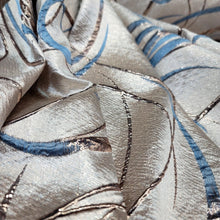 Load image into Gallery viewer, LIGHT BLUE Swirl Brocade Fabric (60 in.) Sold By The Yard GOLD METALLIC JACQUARD
