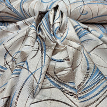 Load image into Gallery viewer, LIGHT BLUE Swirl Brocade Fabric (60 in.) Sold By The Yard GOLD METALLIC JACQUARD
