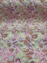 Load image into Gallery viewer, Pink Gold Metallic Floral Flowers Brocade Jacquard Fabric Sold By The Yard
