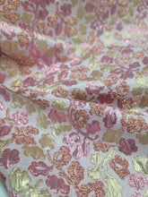 Load image into Gallery viewer, Pink Gold Metallic Floral Flowers Brocade Jacquard Fabric Sold By The Yard
