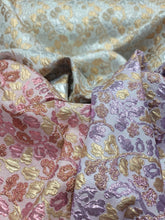 Load image into Gallery viewer, Pink Gold Metallic Floral Flowers Brocade Jacquard Fabric Sold By The Yard
