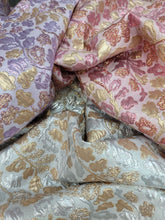 Load image into Gallery viewer, Pink Gold Metallic Floral Flowers Brocade Jacquard Fabric Sold By The Yard
