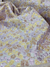 Load image into Gallery viewer, Lavender Gold Floral Flowers Metallic Brocade 57&quot; Width Fabric Sold By The Yard
