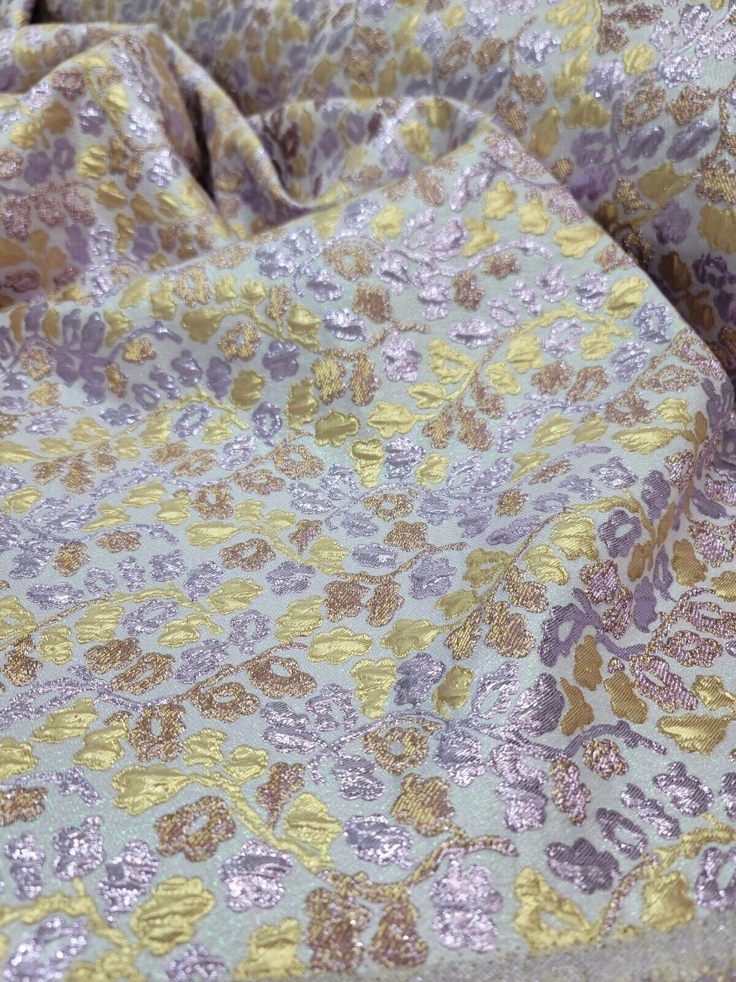 Lavender Gold Floral Flowers Metallic Brocade 57