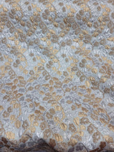 Load image into Gallery viewer, Silver Gold Silk/Metallic Floral Flowers Brocade Jacquard Fabric By The Yard
