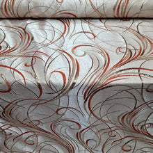 Load image into Gallery viewer, Fabric Sold By The Yard Silver Copper SWIRLS ON BEIGE BROCADE JACQUARD
