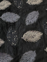 Load image into Gallery viewer, Metallic Silver Taupe Brocade On Black Organza Fabric Sold By The Yard
