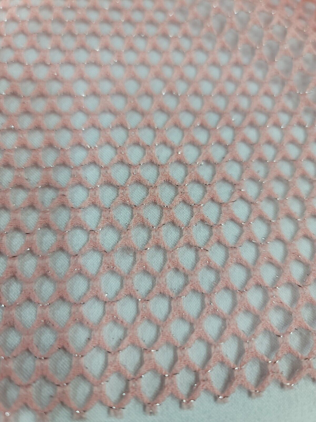 Fabric Sold By The Yard Blush Pink Fish Net Fabric Silver Shimmer