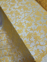 Load image into Gallery viewer, Fabric By The Yard Yellow Lace Guipure Embroidery Floral Flower Clear Sequin
