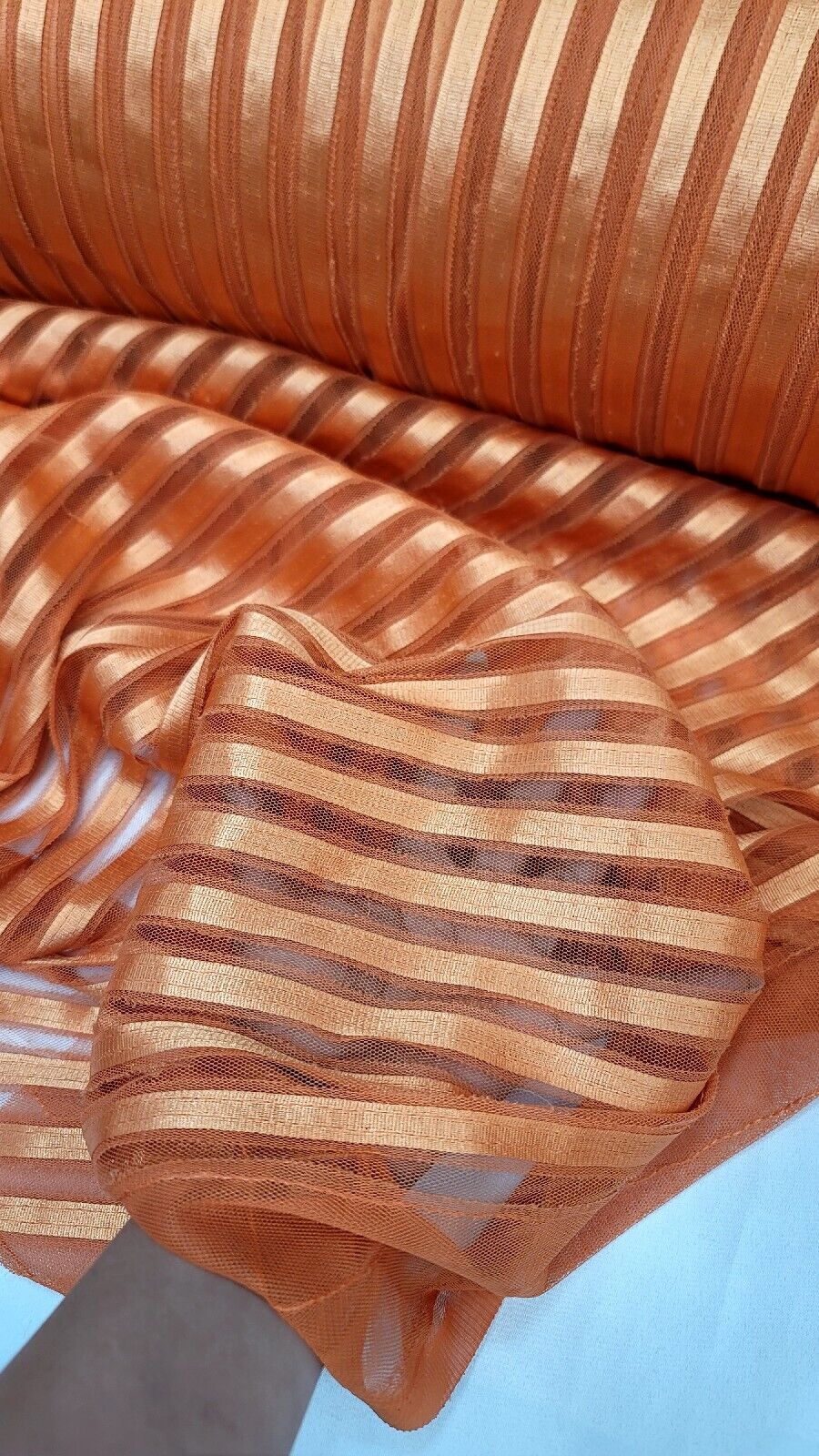 Orange Stretch Lace Ribbon Lace Striped Fabric Sold By The Yard Embroidery Lace