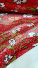 Load image into Gallery viewer, Fishing Net Fish Net Fishing Net Drag Net Fabric by the Yard Red FLORAL
