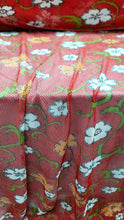 Load image into Gallery viewer, Fishing Net Fish Net Fishing Net Drag Net Fabric by the Yard Red FLORAL
