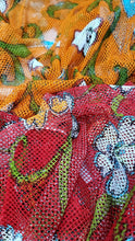 Load image into Gallery viewer, Fishing Net Fish Net Fishing Net Drag Net Fabric by the Yard Red FLORAL
