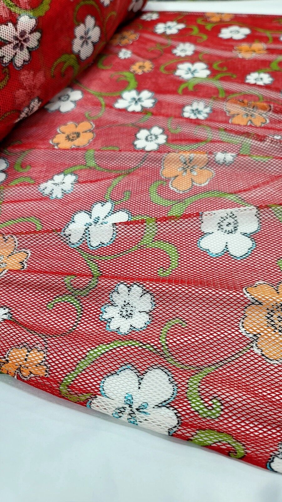 Fishing Net Fish Net Fishing Net Drag Net Fabric by the Yard Red FLORAL