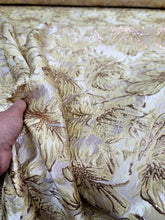 Load image into Gallery viewer, Gold Metallic Brocade Pale Yellow Floral Fabric By the Yard Dress Upholstery
