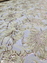 Load image into Gallery viewer, Gold Metallic Brocade Pale Yellow Floral Fabric By the Yard Dress Upholstery
