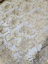 Load image into Gallery viewer, Gold Metallic Brocade Pale Yellow Floral Fabric By the Yard Dress Upholstery
