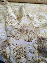 Load image into Gallery viewer, Gold Metallic Brocade Pale Yellow Floral Fabric By the Yard Dress Upholstery
