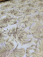 Load image into Gallery viewer, Gold Metallic Brocade Pale Yellow Floral Fabric By the Yard Dress Upholstery
