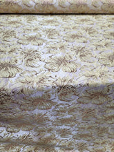 Load image into Gallery viewer, Gold Metallic Brocade Pale Yellow Floral Fabric By the Yard Dress Upholstery
