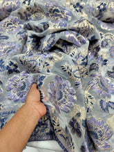 Load image into Gallery viewer, LAVENDER GOLD Floral Brocade Fabric By The Yard SHEER CLEAR ORGANZA FOR DRESS
