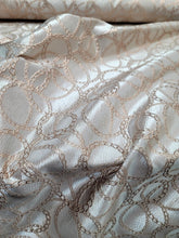 Load image into Gallery viewer, CHAMPAGNE Brocade Fabric Sold By The Yard Rose Gold Metallic Geometric Pattern
