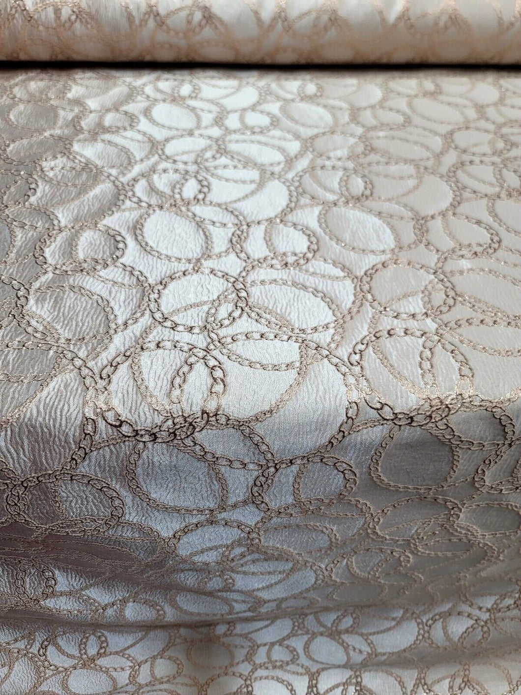 CHAMPAGNE Brocade Fabric Sold By The Yard Rose Gold Metallic Geometric Pattern