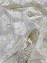 Load image into Gallery viewer, IVORY GOLD Floral Brocade On ORGANZA Fabric Sold By The Yard For Dress Decoratio
